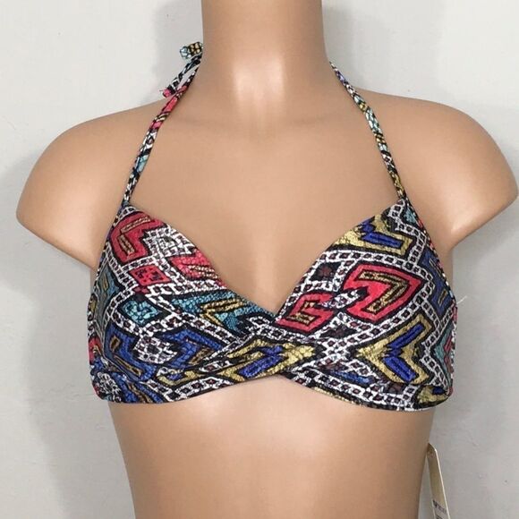 ROXY multicolored wrap bikini top. NWT - Picture 5 of 10